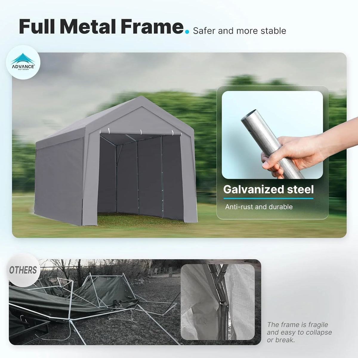 Advance Outdoor 10 x 20 x 95-11 White Heavy Duty Carport