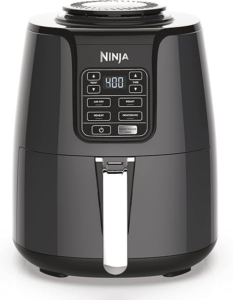 Ninja Air Fryer | 4 QT Capacity | 4-in-1 Roast, Crisp, Roast, Reheats, & Dehydrates | Dishwasher Safe Parts | 105°F-400°F | Includes 20 Easy & Healthy Recipes | 1550 watt | Grey | AF101