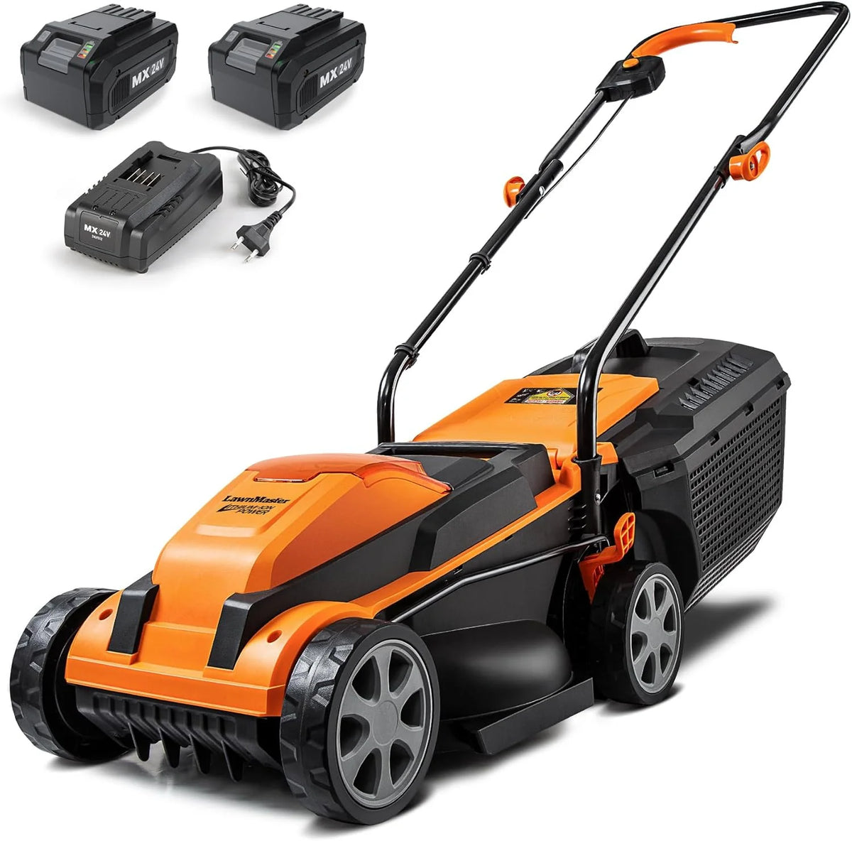 LawnMaster CLM2413A Cordless 13-Inch Lawn Mower 24V Max with 2X4.0Ah Battery and Charger