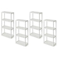 Gracious Living 4 Shelf Fixed Height Solid Light Duty Resin Storage Unit 24 x 12 x 48", White (4 Pack)