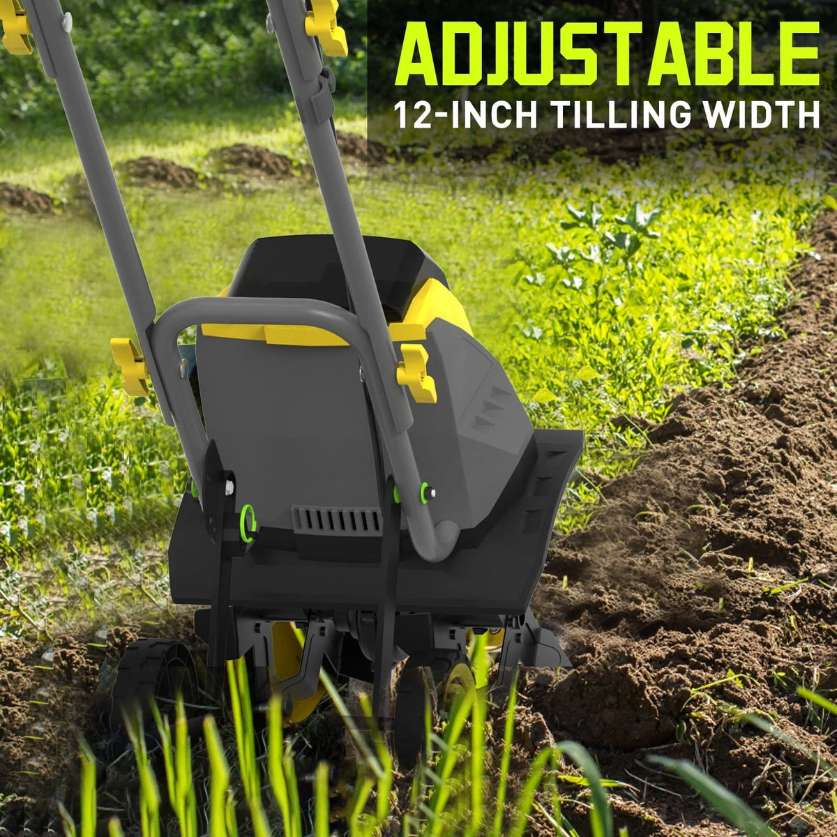 PowerSmart 40V 12-inch Cordless Garden Tiller/Cultivator, 23.4 x 14 x 12.8 inches