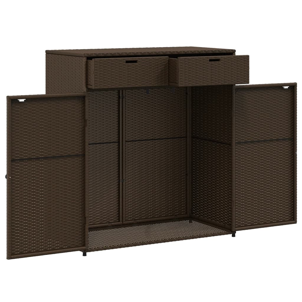vidaXL Patio Storage Cabinet, PE Rattan Beige, 21.70 x 21.70 x 43.70 in