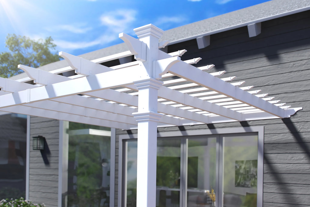 Vita 12' x 12' Freemont White Vinyl Pergola, VA42044