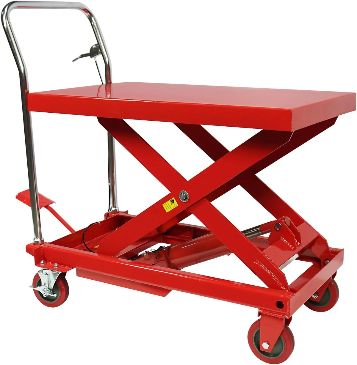 660LBS Hydraulic Lift Table Cart – 31" Lift Height, Double Scissor Design with 4 Wheels & Non-Slip Pad for Material Handling