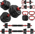 Adjustable Dumbbells, 20/30/45/70/90lbs Free Weight Set with Connector,5 in1 Dumbbells Set Used as Barbell,Kettlebells,Push up Stand,Fitness Exercises for Home Gym Suitable Men/Women