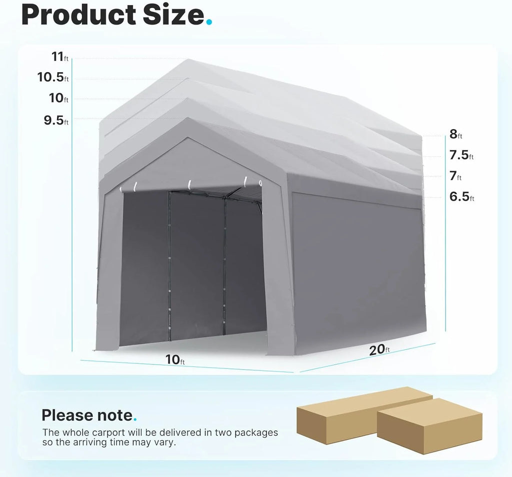 Advance Outdoor 10 x 20 x 95-11 White Heavy Duty Carport