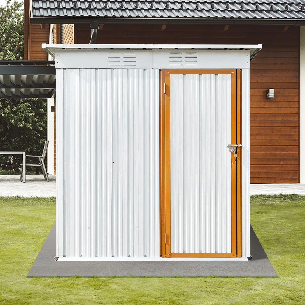 Sesslife Galvanized Steel Outdoor Storage Shed, 5' x 3' x 5.8', White