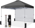 CROWN SHADES 10x10 Pop Up Canopy with 1 Side Wall - Beach Tent with One Push Setup - Outdoor Sun Shade for Events, Parties, Camping - Gazebo with STO-N-Go Cover Bag (White)