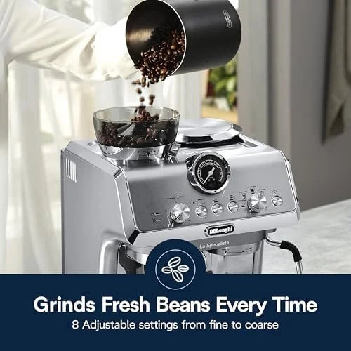 De'Longhi La Specialista Arte Evo Espresso Machine – Compact Cold Brew Coffee Maker with Grinder, Milk Steam Wand/Frother & Tamping Tools – Home Barista Kit for Lattes, Cappuccinos, Iced Coffees
