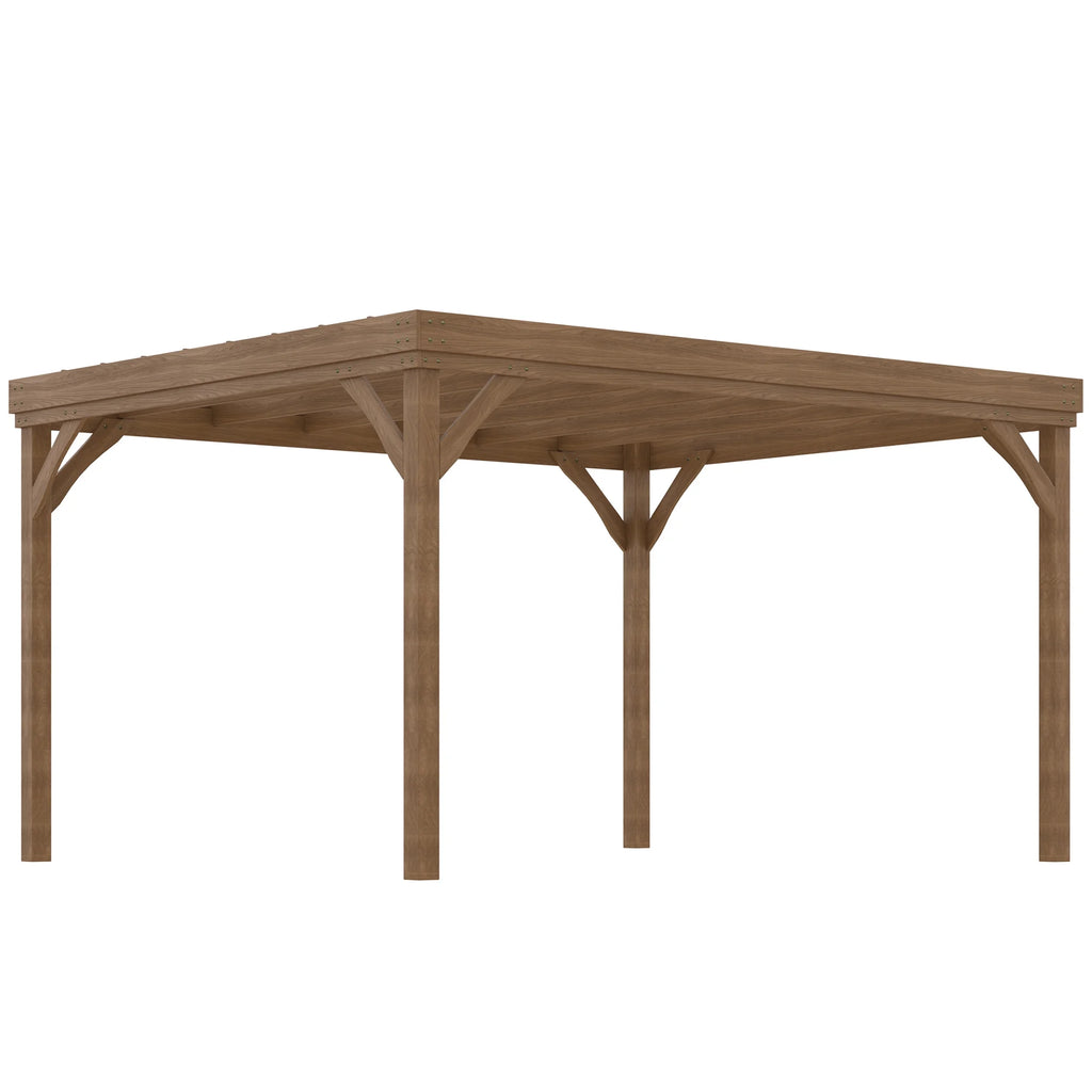 Outsunny 10' x 12' x 7' Brown Fir Wood Pergola, Open Design