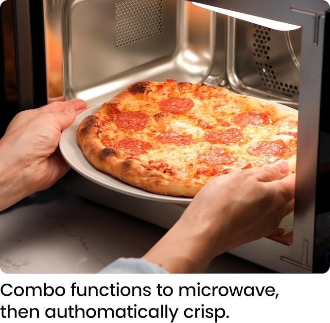 Chefman MicroCrisp Countertop Microwave Oven and Convection Oven, with Integrated Crisper, Guided Touchscreen Interface, 10 Power Levels, Mute Function, and Eco Mode, 1800W and 0.8 Cu. Ft. – Black