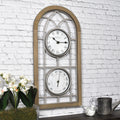 Horloge d'extérieur arche style ferme FirsTime & Co.(R) marron, style ferme, analogique, 10 x 2 x 20 po