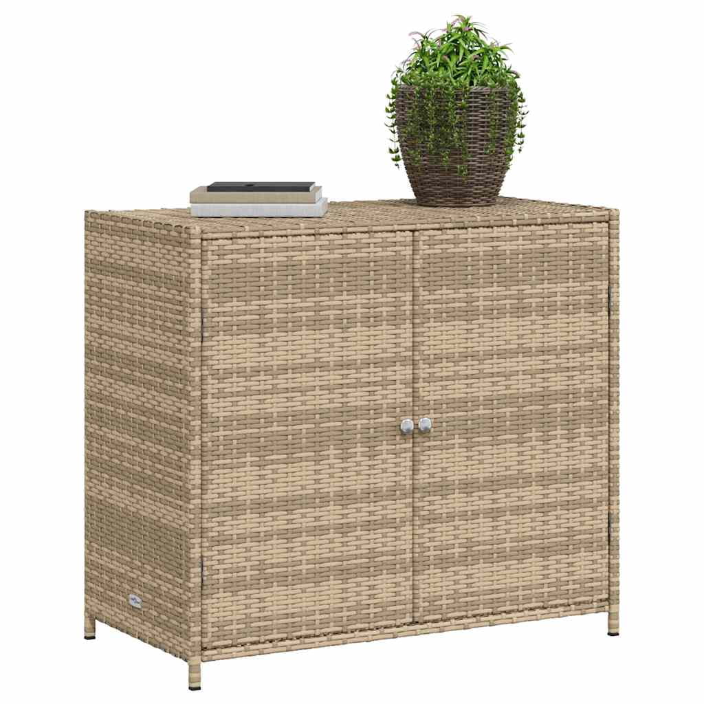 VidaXL Contemporary Poly Rattan Storage Cabinet, 32.7" x 17.7" x 29.9", Gray