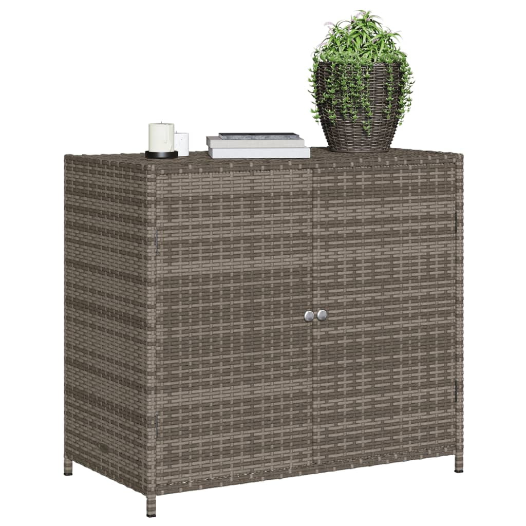VidaXL Contemporary Poly Rattan Storage Cabinet, 32.7" x 17.7" x 29.9", Gray