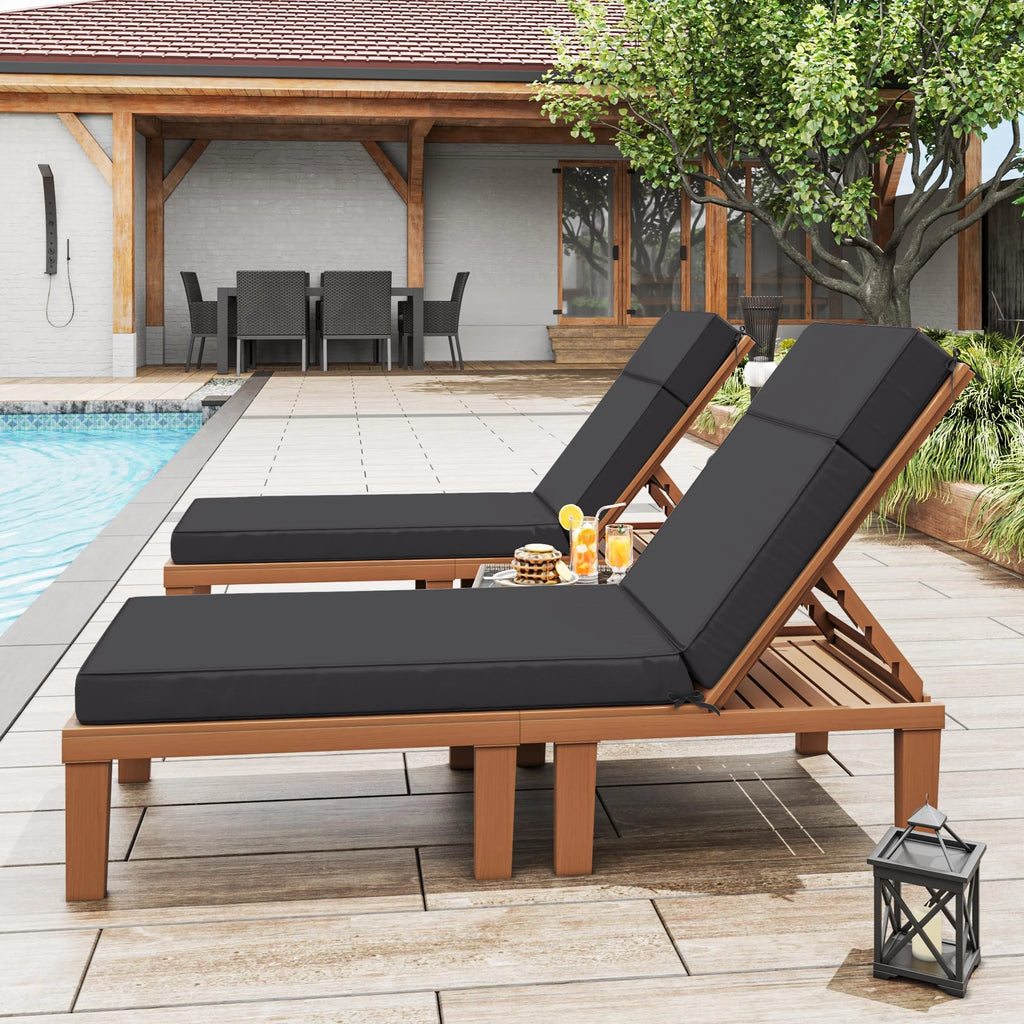 Kimunuk Outdoor Chaise Lounge Cushions set of 2, 80" x 26" x 4" Waterproof Pool Beach Recliner Replacement Cushions with Ties, Navy