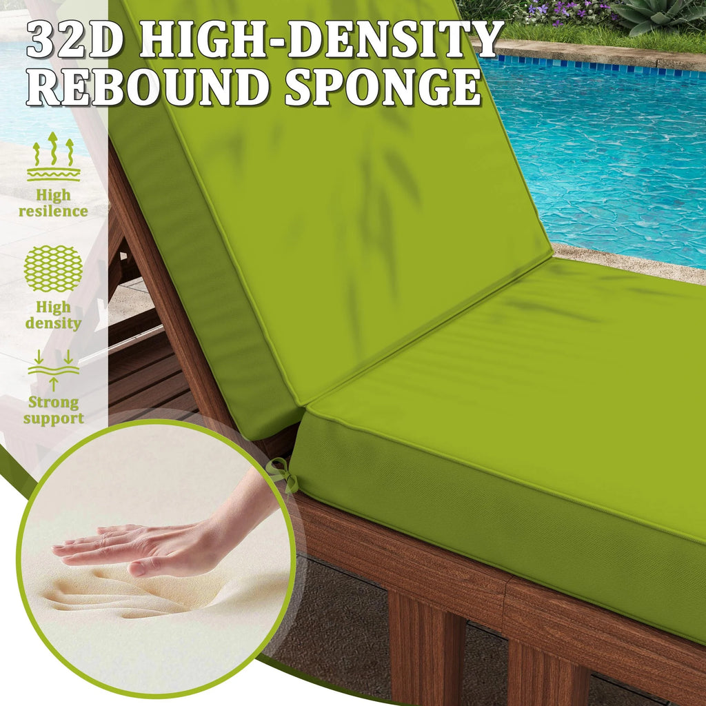 Kimunuk Outdoor Chaise Lounge Cushions set of 2, 80" x 26" x 4" Waterproof Pool Beach Recliner Replacement Cushions with Ties, Navy
