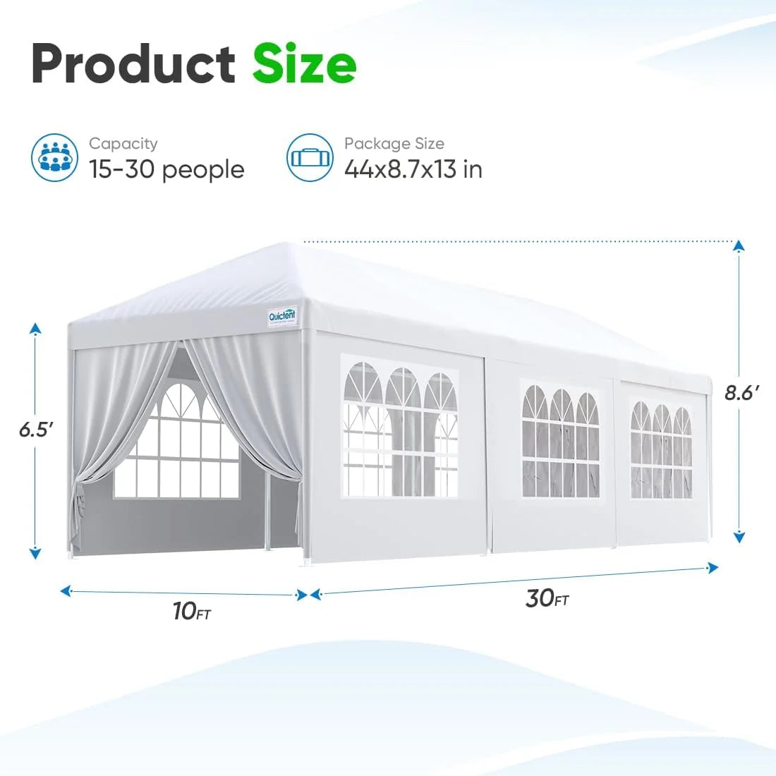 Quictent 10'x 30' Party Tent Gazebo Wedding Canopy