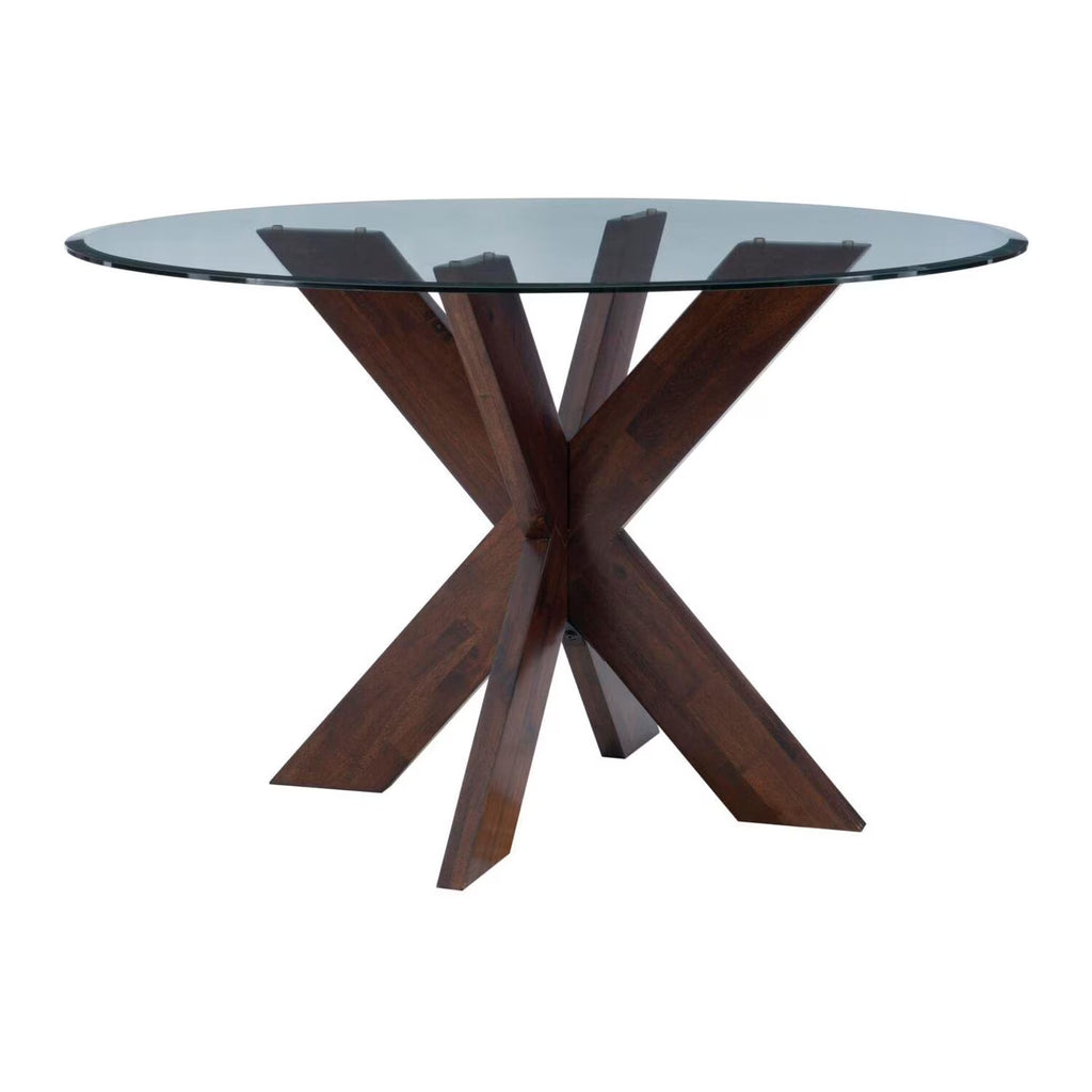Linon Adler X Base Dining Table With Glass Espresso