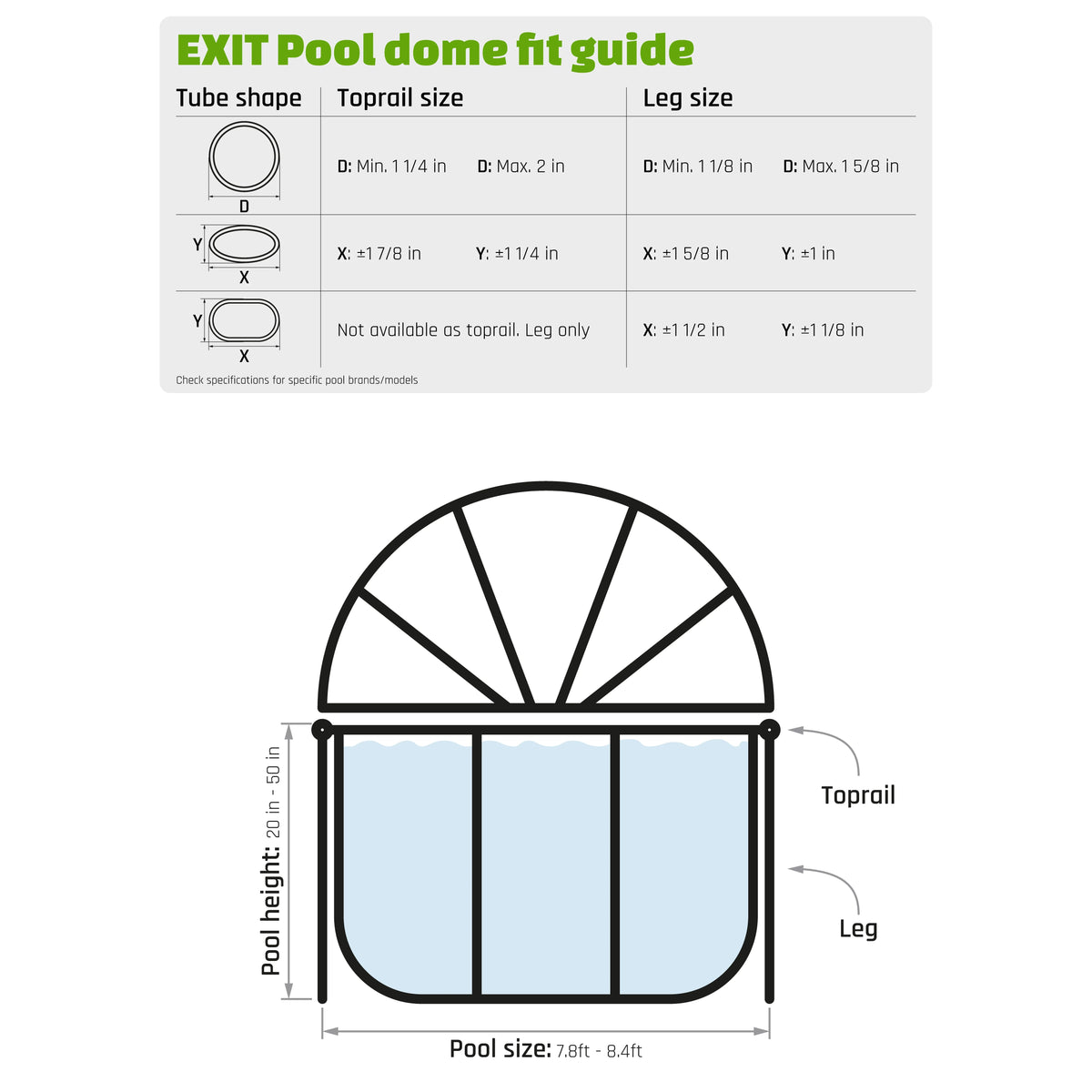 EXIT Toys UV Resistant Pool Covers, PVC Transparent, 104" x 104" x 55"