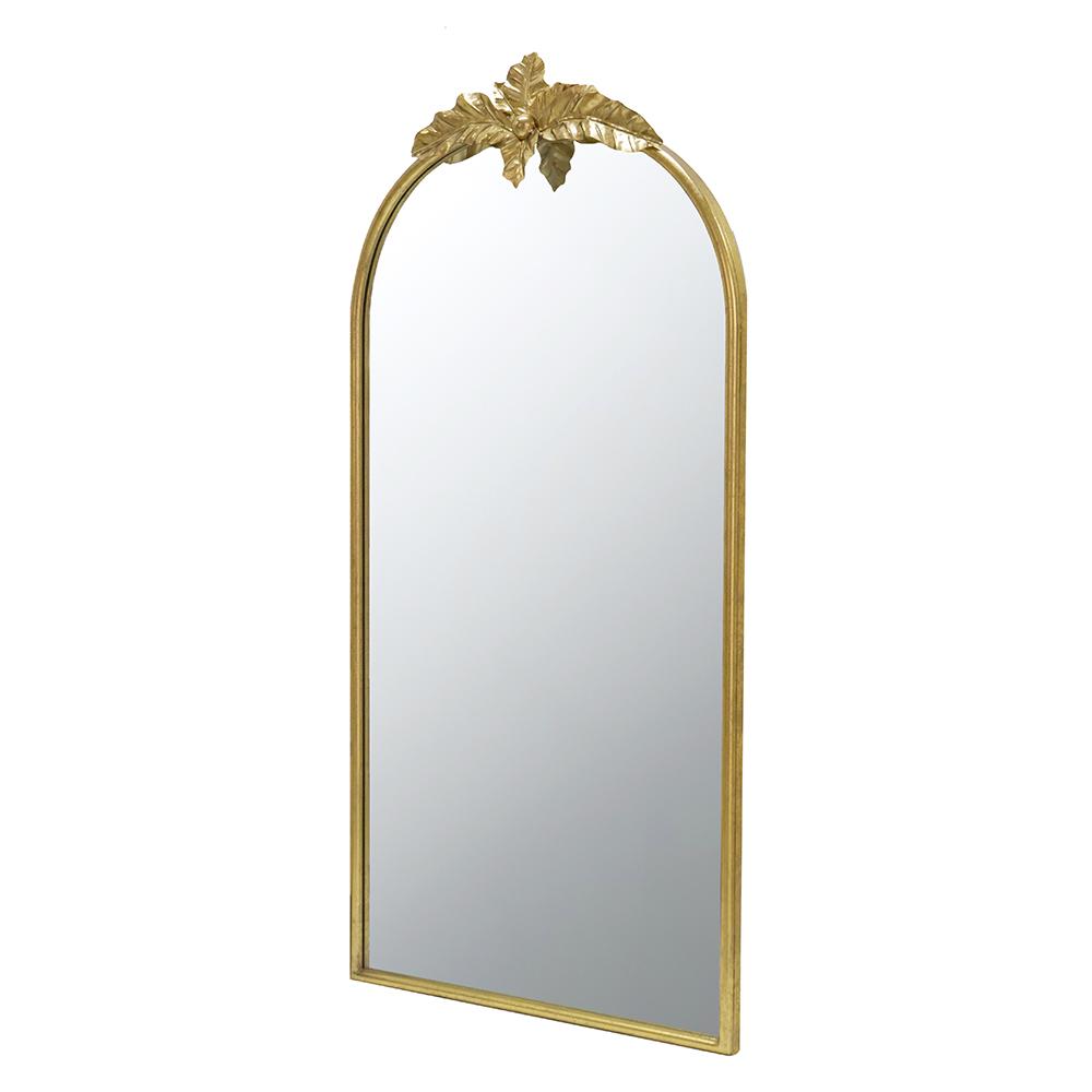 A&B Home Arched Gold Wall Mirror with Leaf Accent 39.6" x 2" x 35"