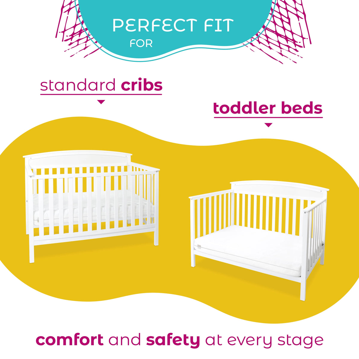 Premium Memory Foam Hypoallergenic Infant Crib Mattress and Toddler Bed Mattress with Waterproof Bamboo Cover, Flip Dual Stage System - 27.5"x 52" x 5.5"