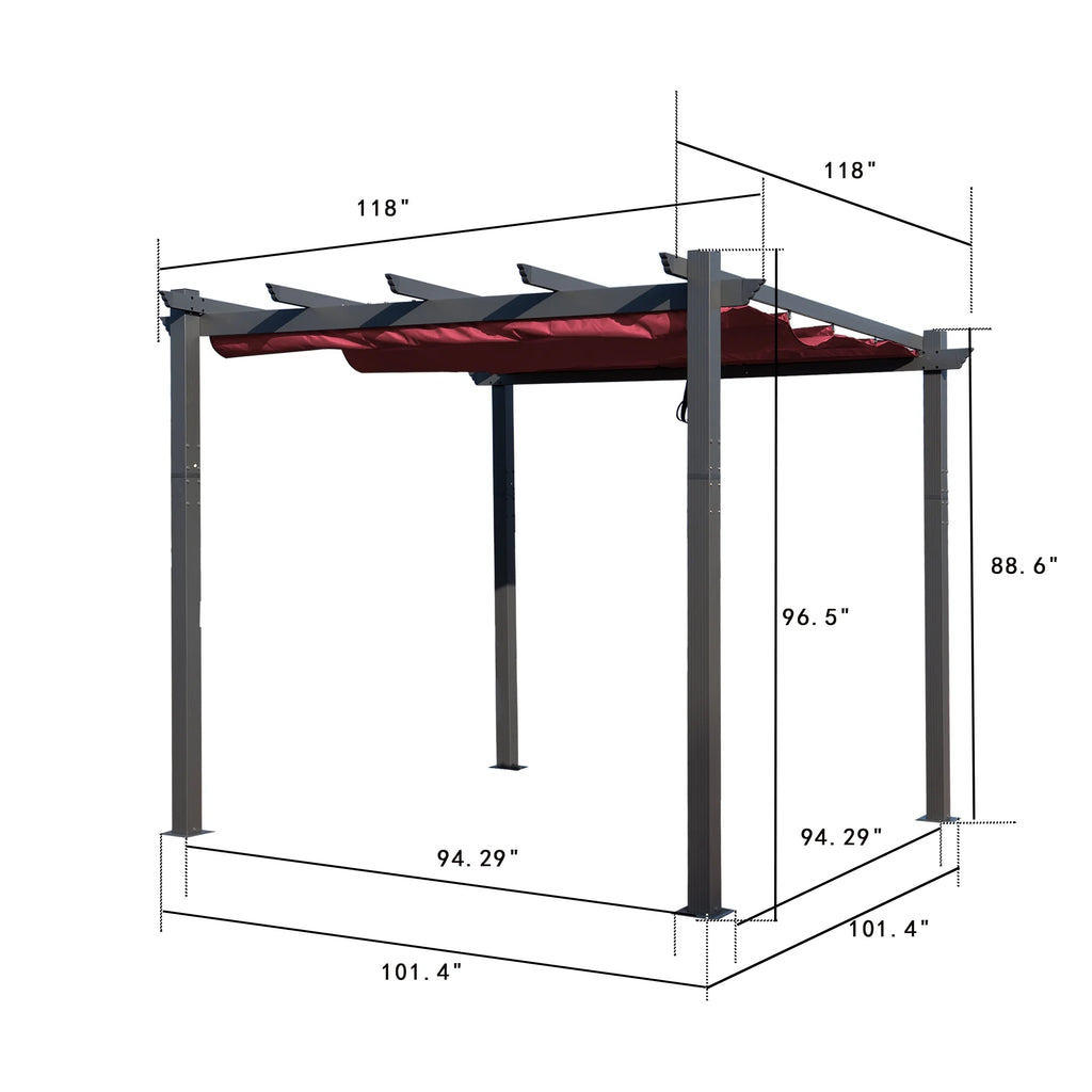 Kozyard 12' x 10' x 8 Morgan Outdoor Extra-Large Frame Red Aluminum Pergolas, Waterproof