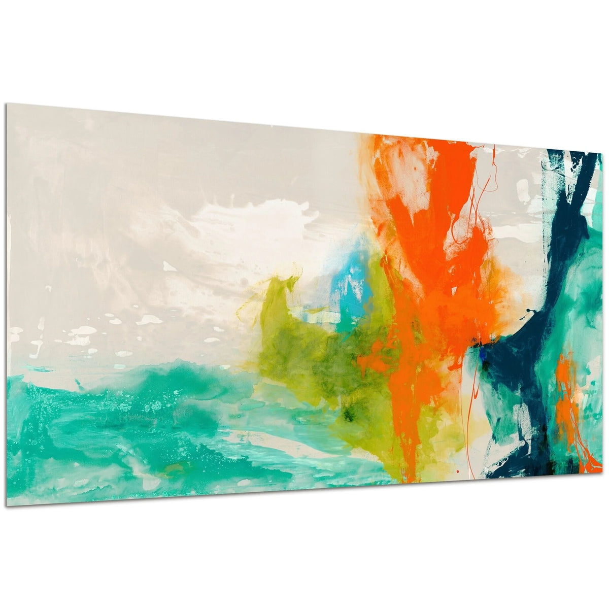 Empire Art Direct Tidal Abstract 2 Frameless Free Floating Tempered Glass Panel Graphic Wall Art, 24" x 48" x 0.2", Ready to Hang