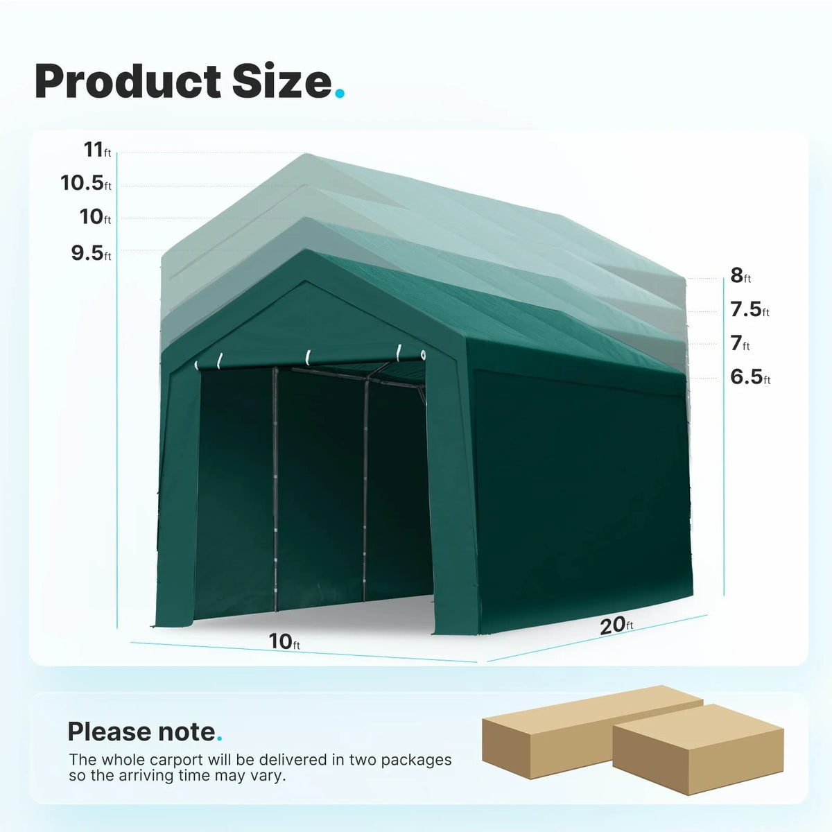 Advance Outdoor 10 x 20 x 95-11 White Heavy Duty Carport