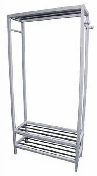 Legacy Decor 2 Tier Shelves Shoe Garment Coat Rack Hanger 65H X 31.5W X 13"D Wooden White Finish