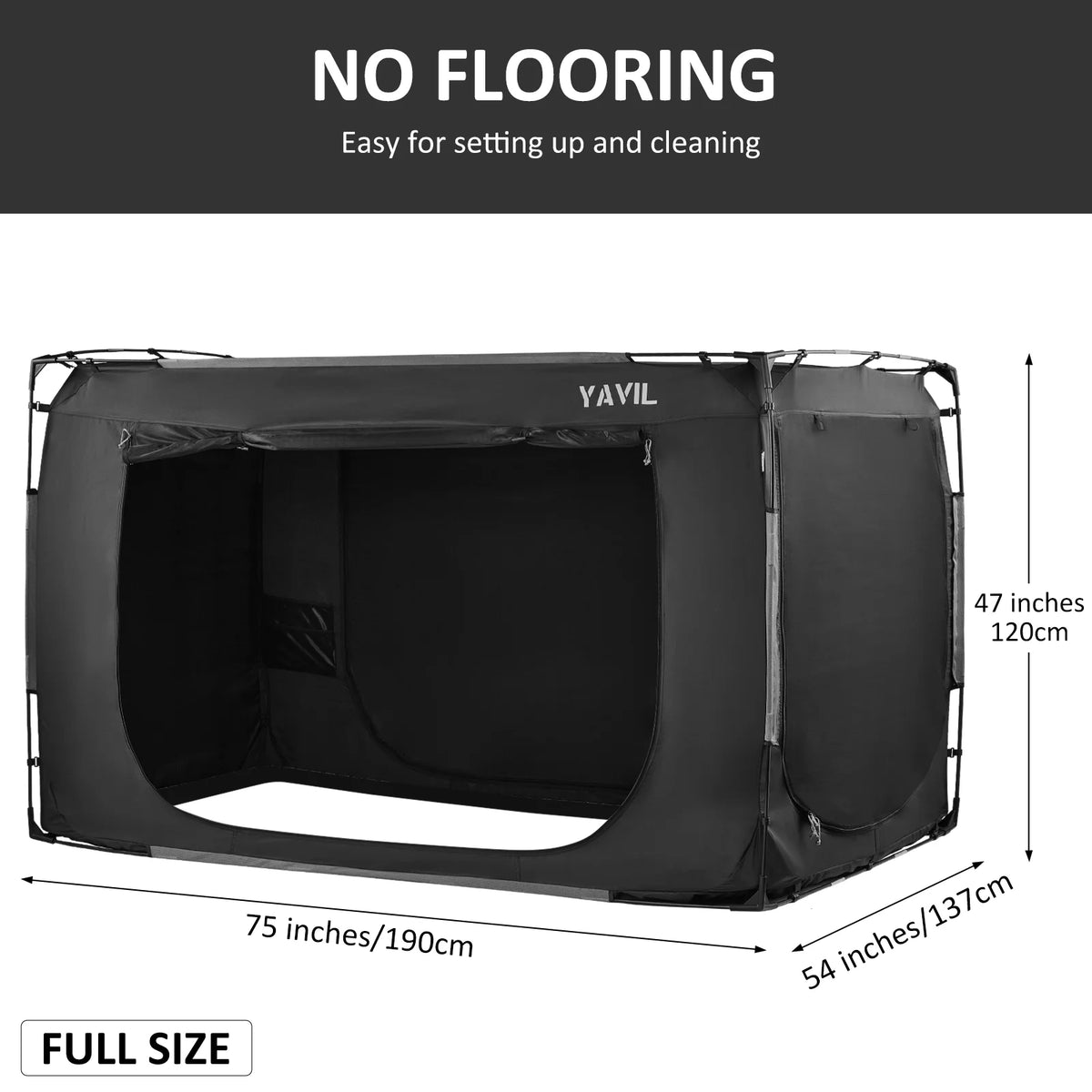 Tente de lit YAVIL, format double, pop-up portable, filet de confidentialité pour sommeil, 3 portes, 190,5 x 137 x 119 cm, 4,5 kg