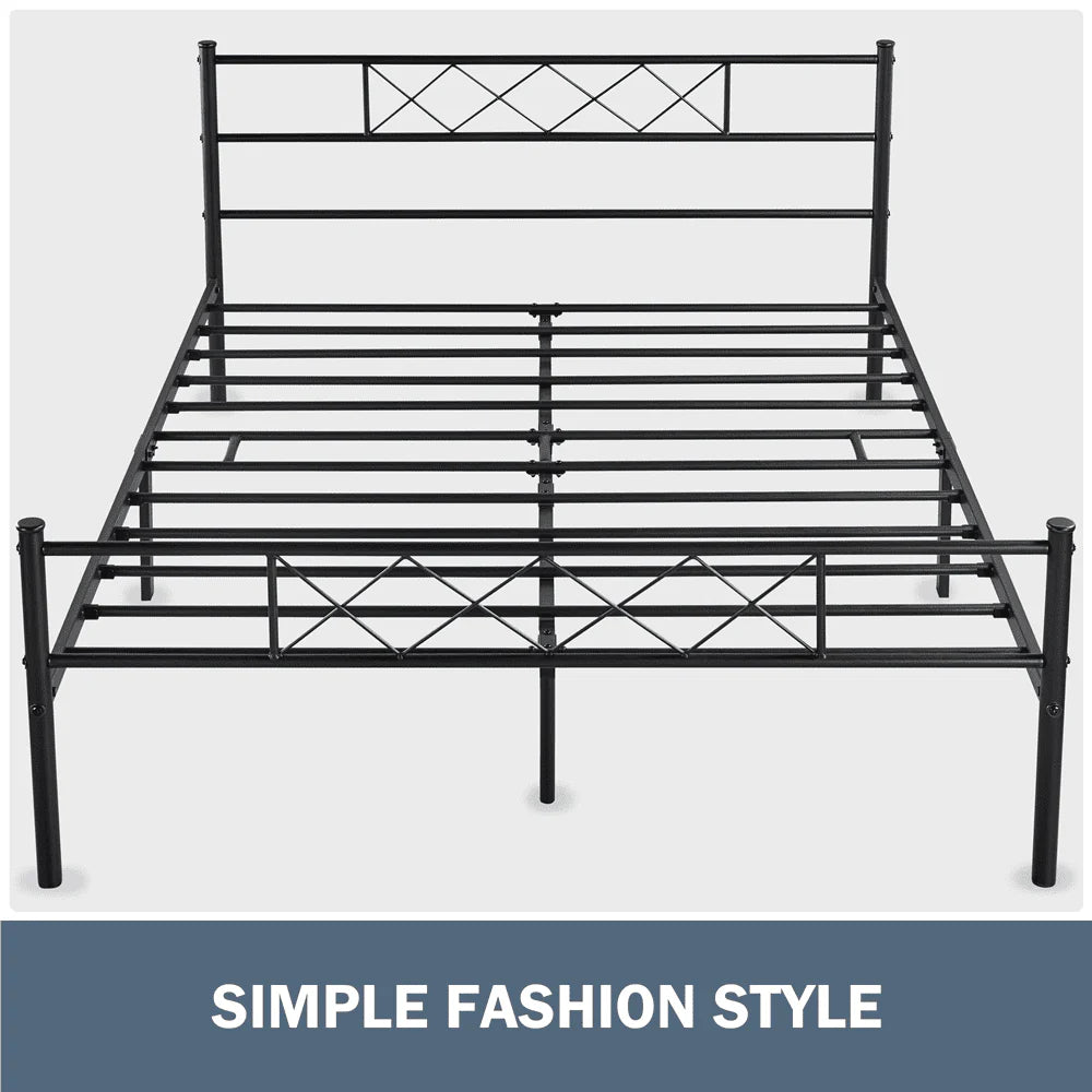 Easyfashion Journee x-Design Metal Platform Queen Bed, Black