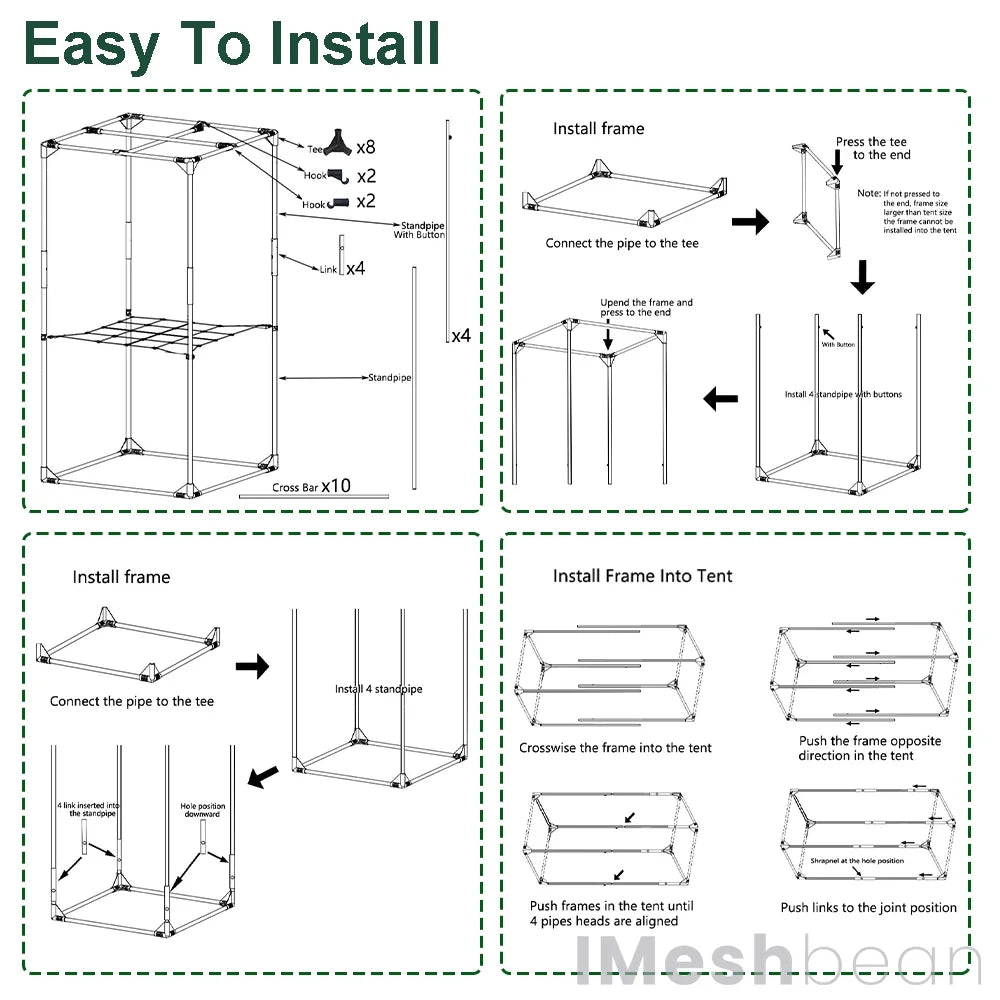 iMeshbean 24" x 24" x 55" Grow Tent Kit w/ LED Full Spectrum Grow Light & Air Ventilation Inline Fan Set
