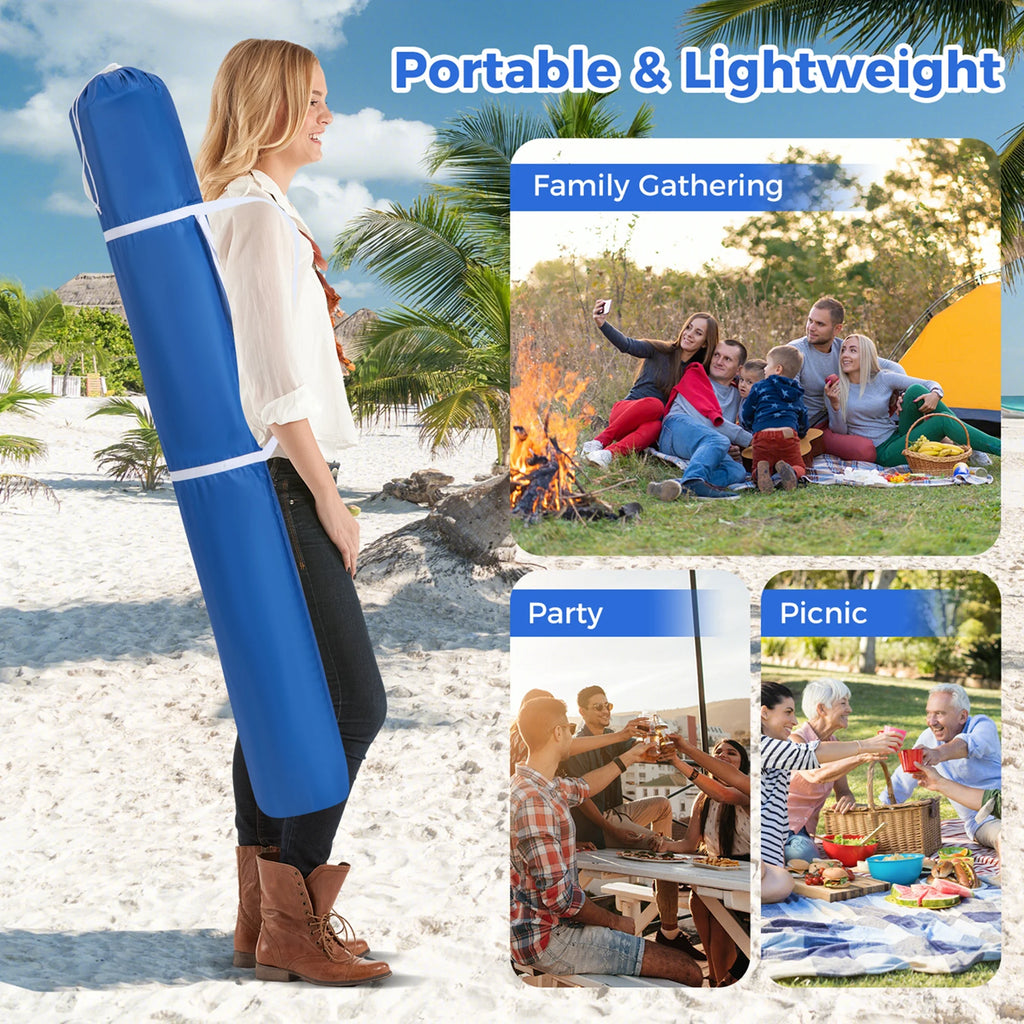 Tente de plage cabane Costway 6,6 pi x 6,6 pi, bleu