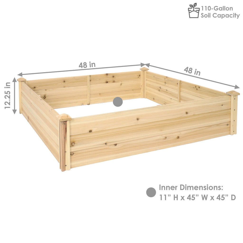 Jardinière surélevée rectangulaire d'extérieur en bois naturel Sunnydaze 24" x 48,25" x 12,25"
