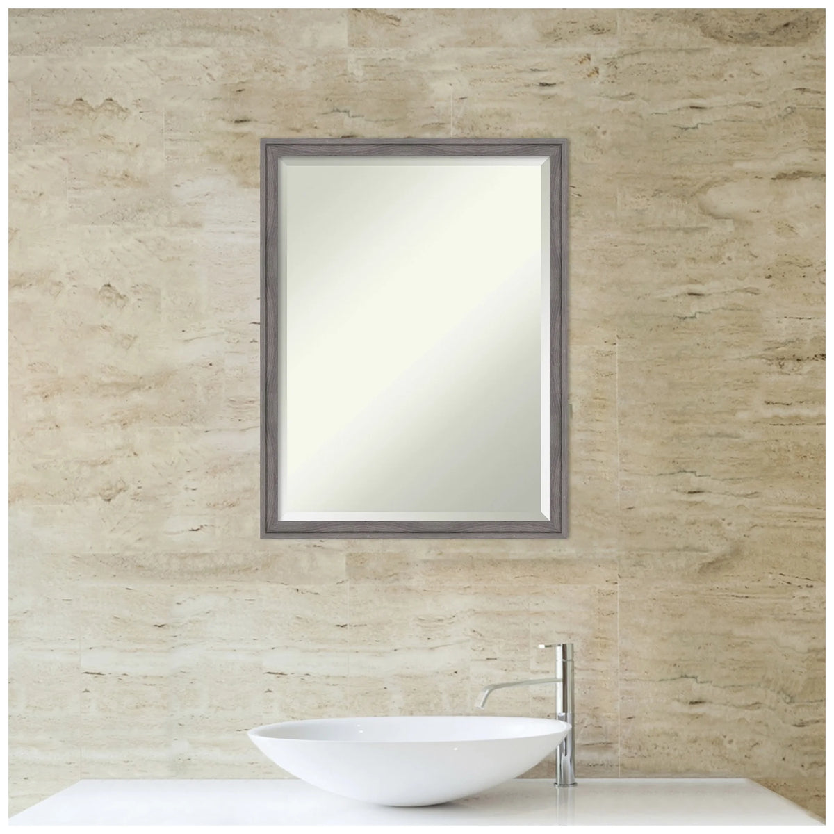 Amanti Art Florence Silver Beveled Wall Mirror 31.75 x 41.75 in.