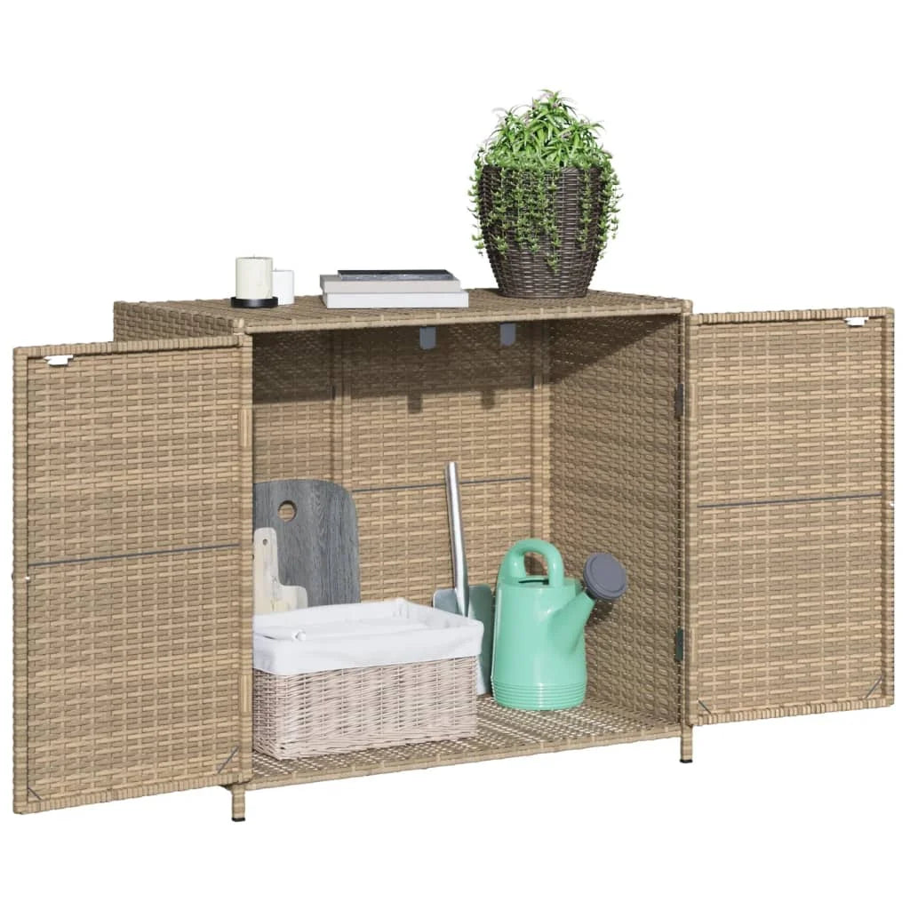 VidaXL Contemporary Poly Rattan Storage Cabinet, 32.7" x 17.7" x 29.9", Gray