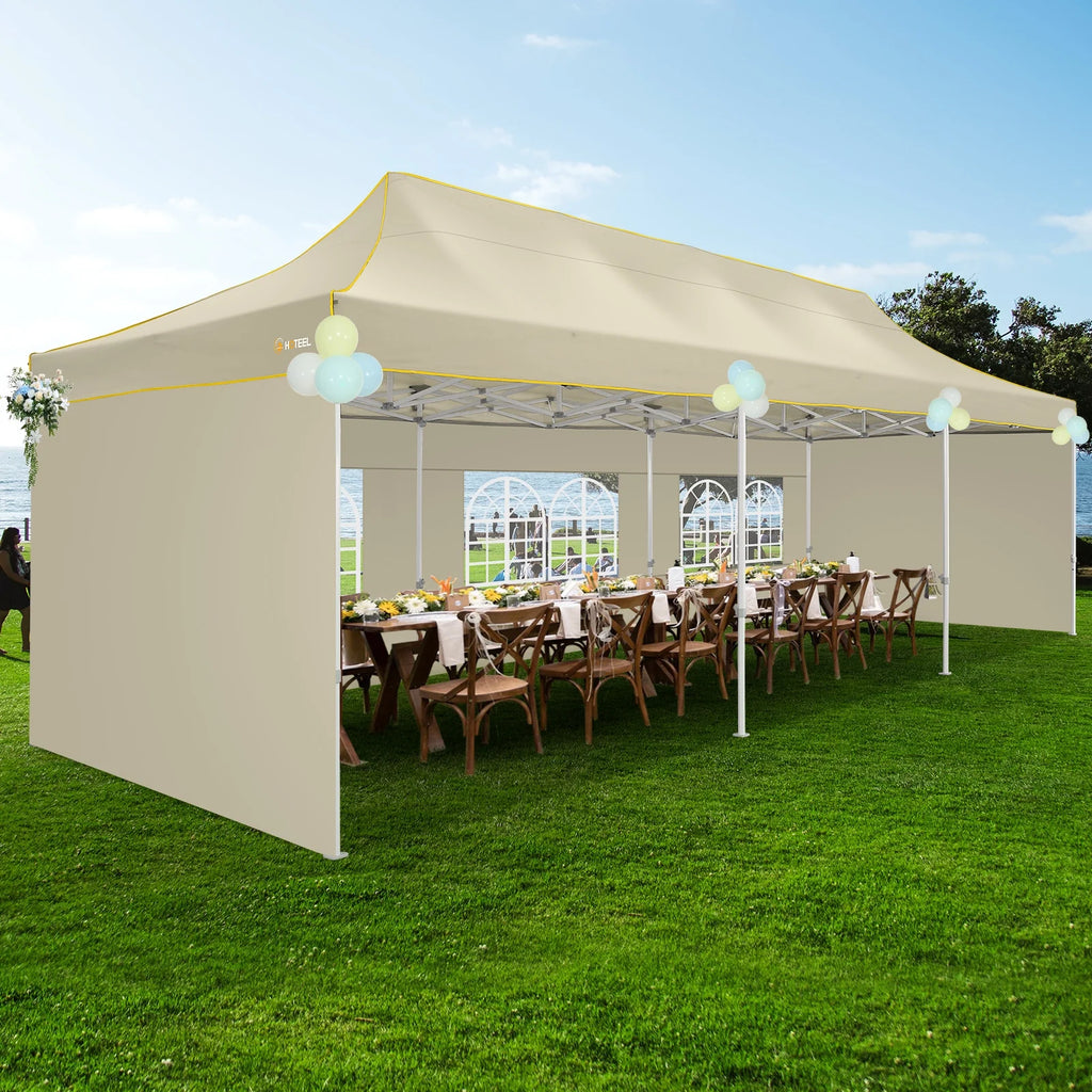 HOTEEL 10ft x 30ft Khaki Pop Up Outdoor Canopy, Waterproof