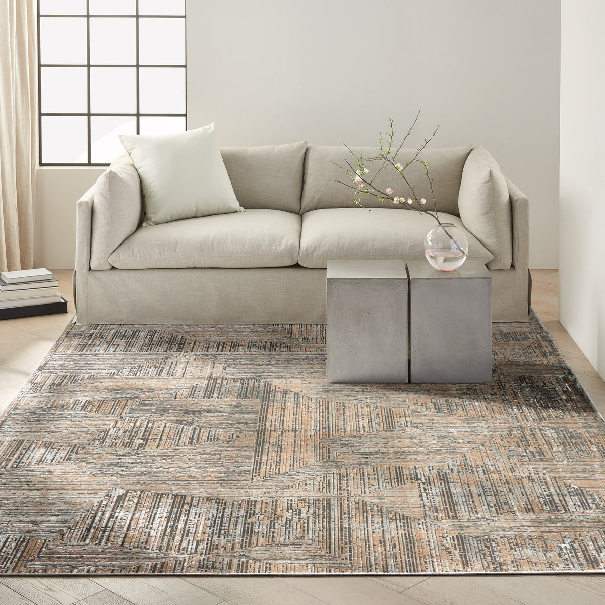 Calvin Klein Luminosity Black Ivory Area Rug, 7'10' x 9'10'