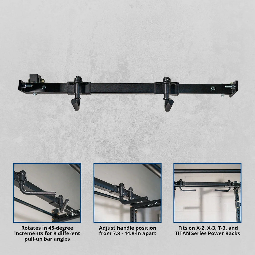 Barre de traction réglable à poignées Titan Fitness pour racks séries X-2, X-3, T-3 et TITAN
