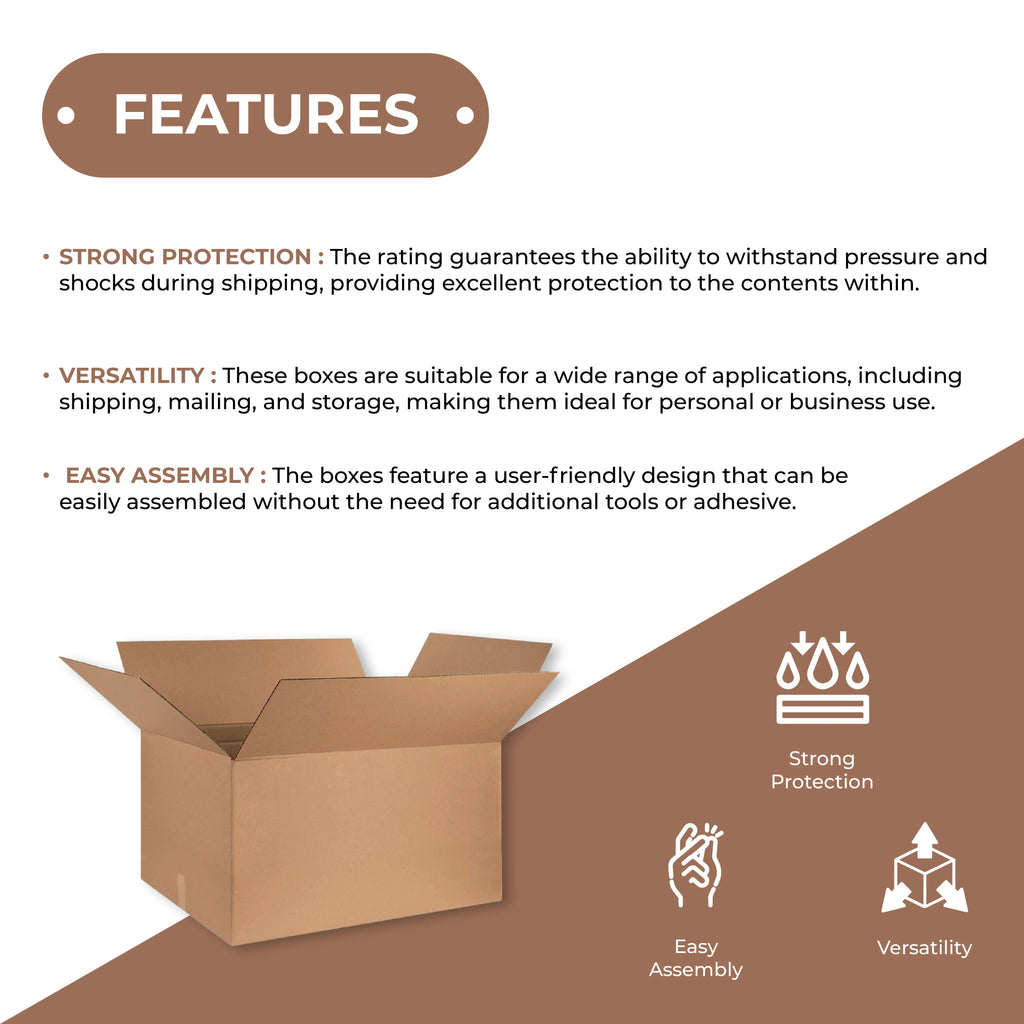 Kraft Corrugated Boxes ECT-32, 24 x 14 x 12", 20/Case