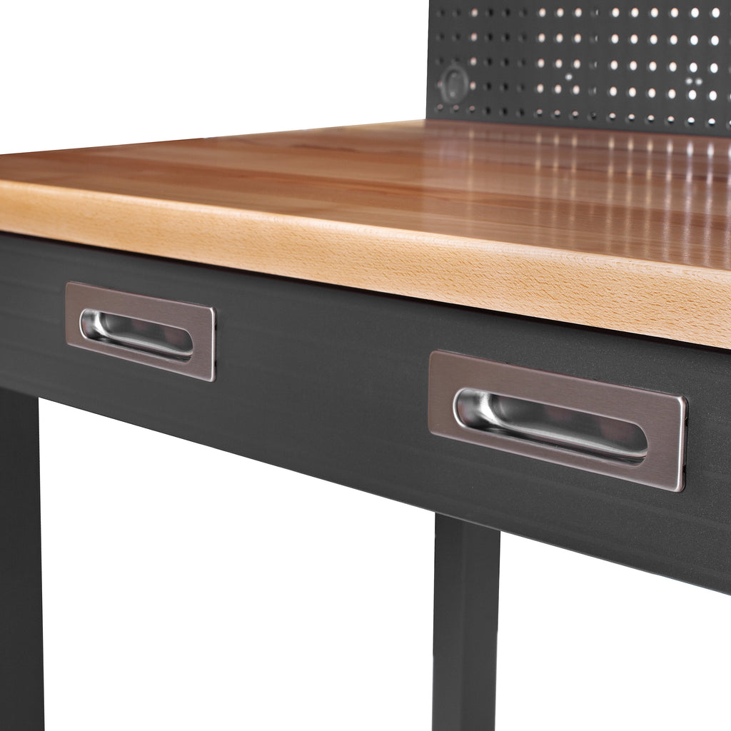 Établi commercial robuste Seville Classics UltraHD avec éclairage et panneau perforé, granite, 48 po L x 24 po P x 65,5 po H