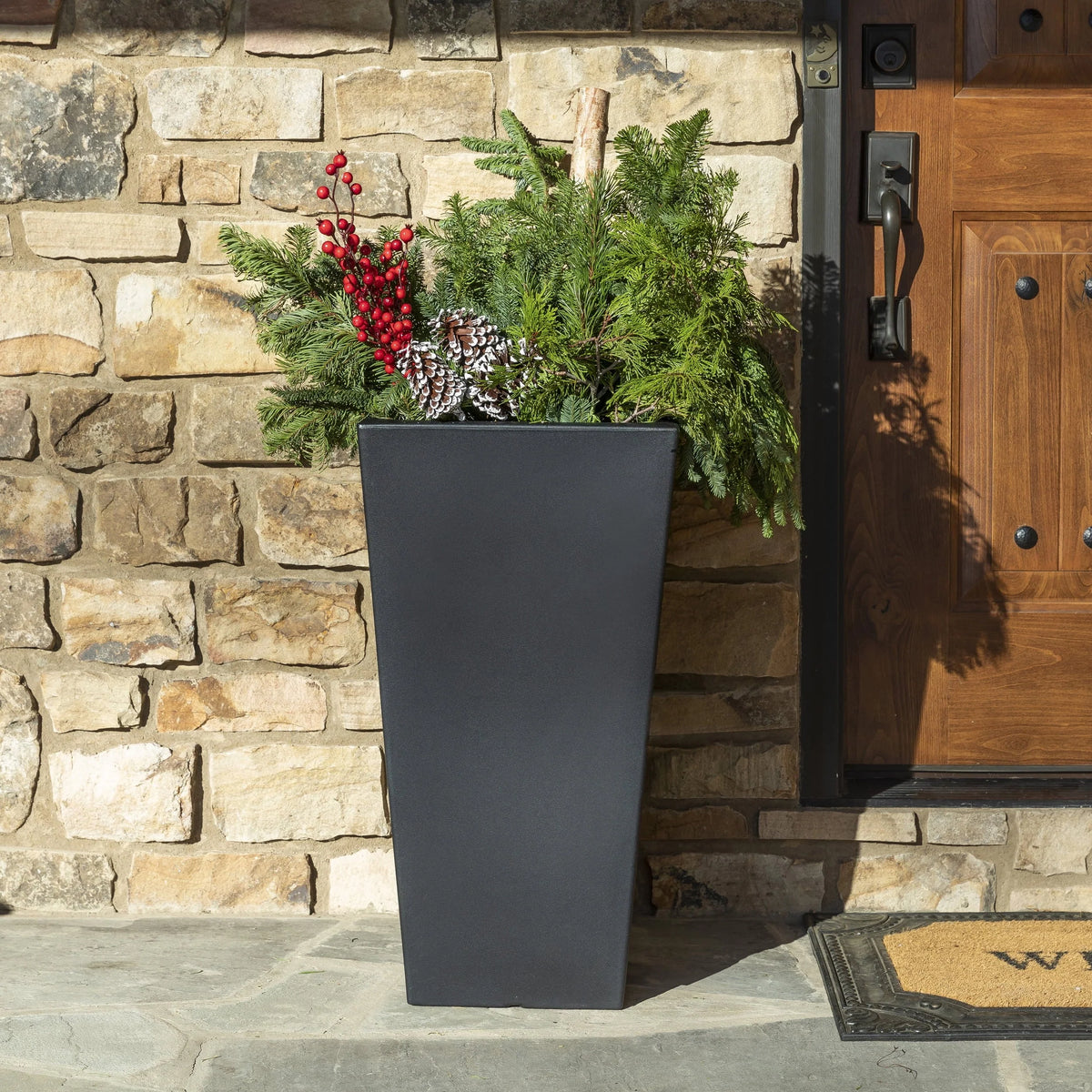 Step2 Tremont 2pk Plastic Black Square Planter 15" W x 15" D x 28" H