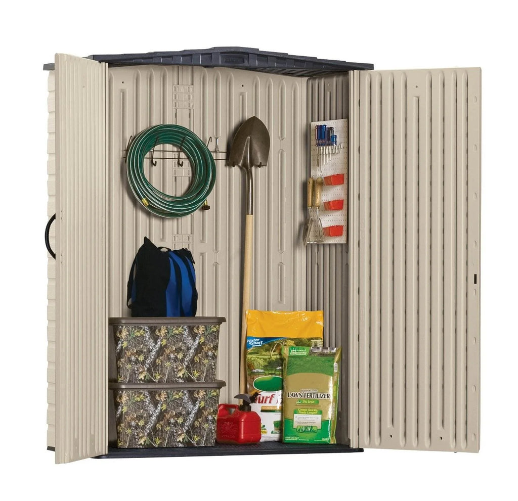 Abri de jardin vertical moyen Rubbermaid, résine, beige, 72 po H x 53,2 po L x 57 po L