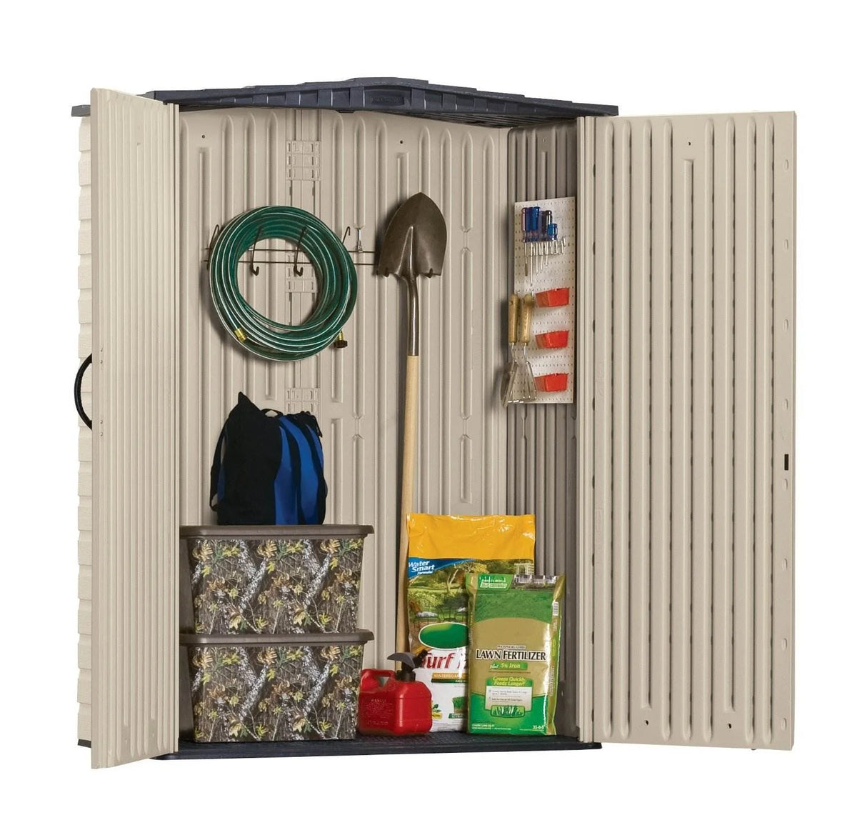 Abri de jardin vertical moyen Rubbermaid, résine, beige, 72 po H x 53,2 po L x 57 po L