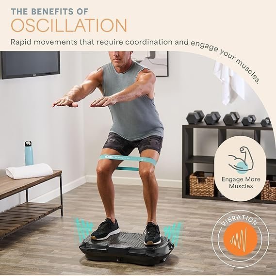 Lifepro Waver Vibration Plate Exercise Machine for Lymphatic Drainage, Muscle Activation, Full-Body Workout Vibrating Platform with Loop Bands, Fitness Equipment for Strength Toning & Fat Loss