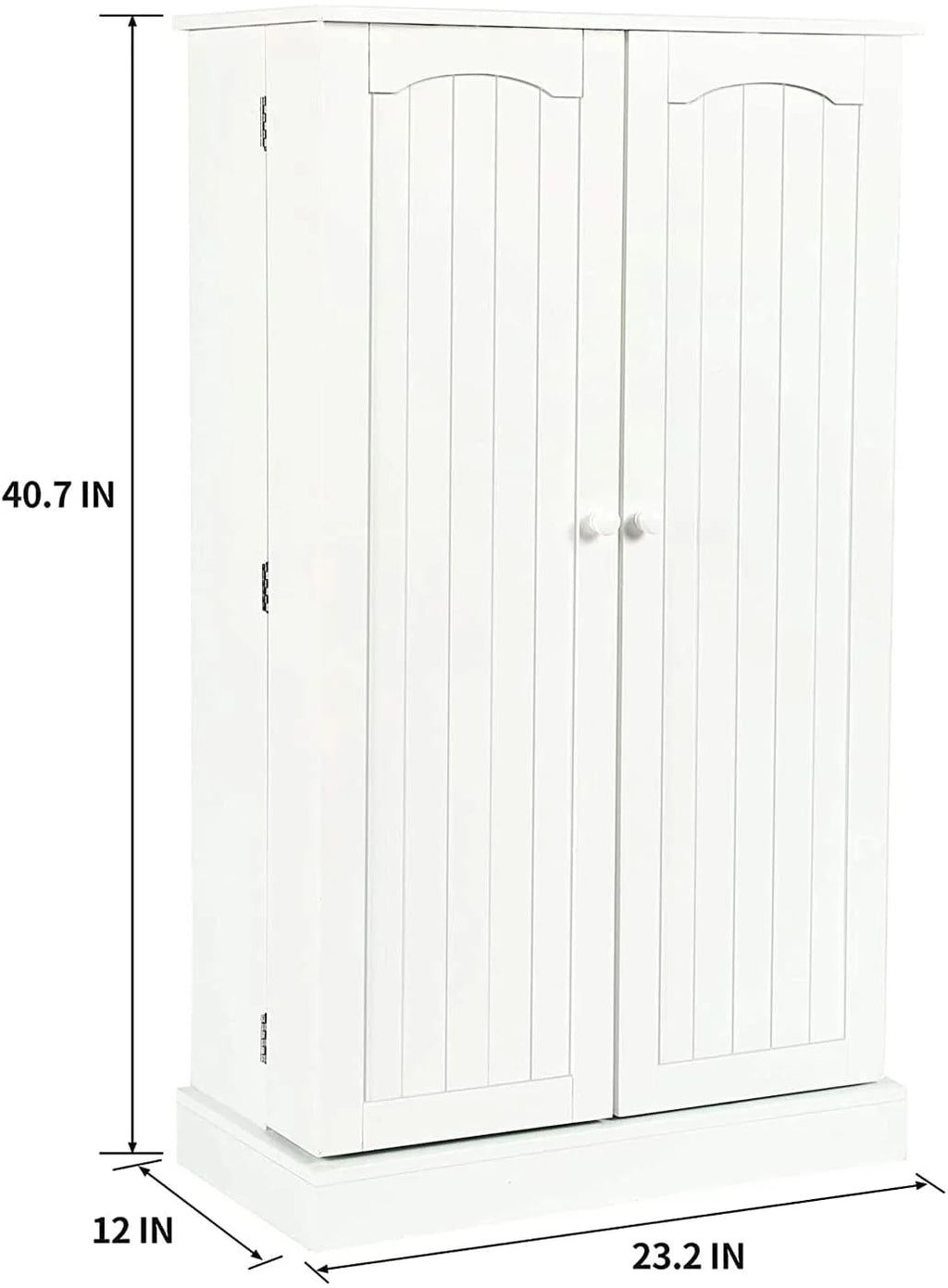 HOMEFORT 41" Kitchen Pantry, Farmhouse Pantry Cabinet, Storage Cabinet with Doors and Adjustable Shelves 41" H x 23.2" W x 12" D (White)