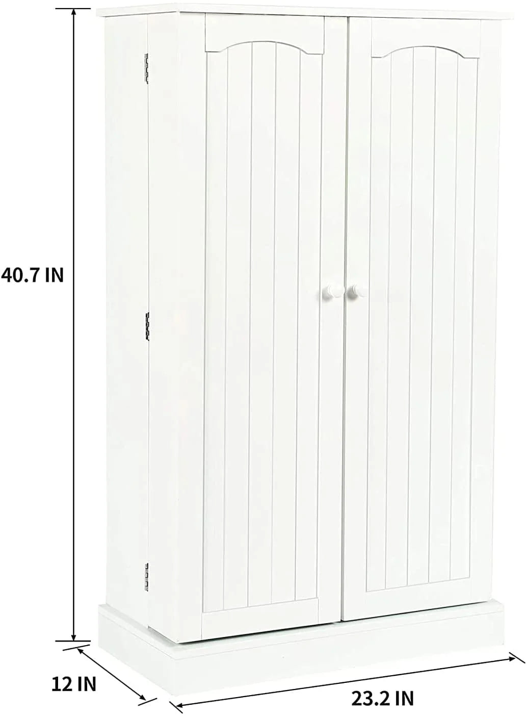 HOMEFORT 41" Kitchen Pantry, Farmhouse Pantry Cabinet, Storage Cabinet with Doors and Adjustable Shelves 41" H x 23.2" W x 12" D (White)