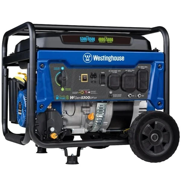 Westinghouse WGen5300DFcv – 5300 Watt Dual-Fuels Portable Generators w/ RV Outlet & CO Sensor (49-State)