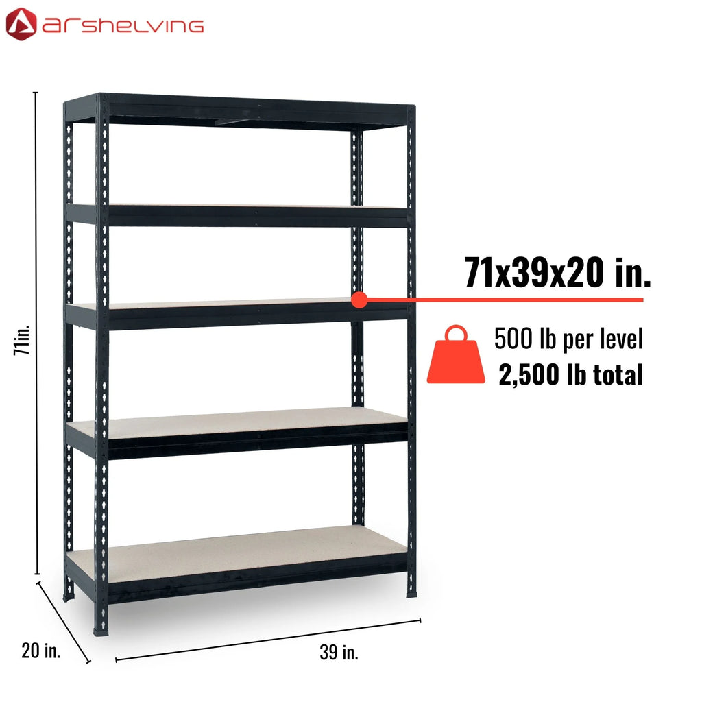 Ar Shelving 5- Tier Galvanized Steel Heavy Duty Garage Storage Shelving Unit with HDF Rack (39.2 in. W x 71 in. H x 20 in. D)
