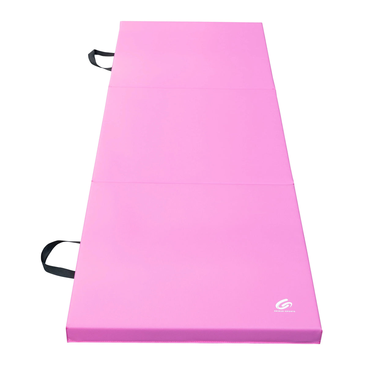 Coinus Sports Tri-Fold Gymnastics Exercise Mat with Handles, 6' x 2' x 2", Pink